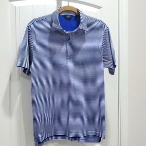 LINCS David Chu Blue Striped Golf Polo By. Size Medium